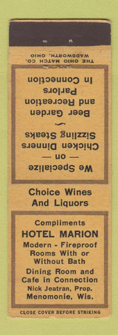 Matchbook Cover - Hotel Marion Menomonie WI