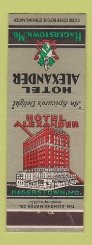 Matchbook Cover - Hotel Alexander Hagerstown MD