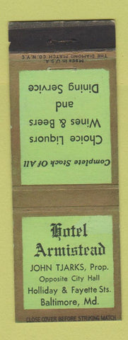 Matchbook Cover - Hotel Armistead Baltimore MD WEAR