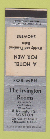 Matchbook Cover - Irvington Rooms Hotel Boston MA