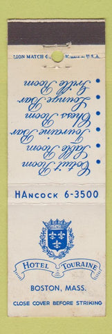 Matchbook Cover - Hotel Touraine Boston MA WEAR