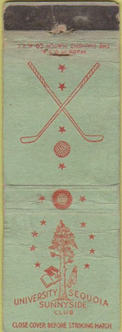 Matchbook Cover - University Sequoia Sunnyside Club golf POOR