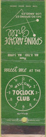 Matchbook Cover - Spring Arcade Grill Los Angeles CA
