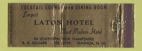 Matchbook Cover - Laton Hotel Nashua NH Full Length