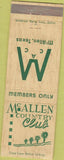 Matchbook Cover - McAllen Country Club McAllen TX