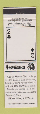 Matchbook Cover - Show Low AZ Perkins Americana WHITE