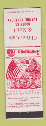 Matchbook Cover - Clifton Cafe Motel Elkton KY Perkins Americana