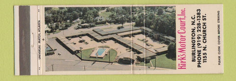 Matchbook Cover - Kirk's Motor Court Burlington NC