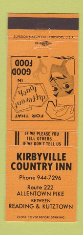 Matchbook Cover - Kirbyville Country Inn PA ORANGE