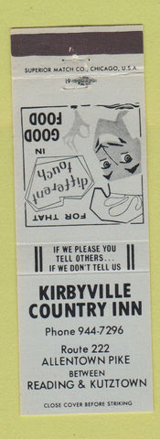 Matchbook Cover - Kirbyville Country Inn PA