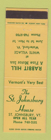 Matchbook Cover - St Johnsbury House VT Rabbit Hill Waterford VT