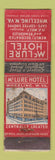 Matchbook Cover - McLure Hotel Wheeling WV WRON