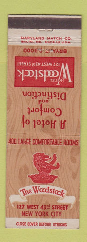 Matchbook Cover - Hotel Woodstock New York City