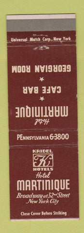 Matchbook Cover - Hotel Martinique New York City