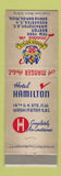 Matchbook Cover - Hotel Hamilton Washington DC Manger