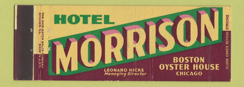 Matchbook Cover - Hotel Morrison Chicago IL Full Length