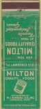 Matchbook Cover - Milton Quality Foods Lawrence MA WORN