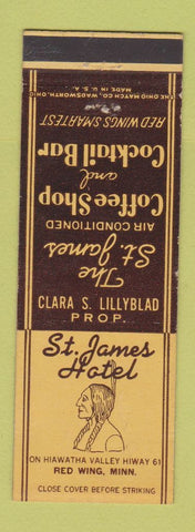 Matchbook Cover - St James Hotel Red Wing MN Indian