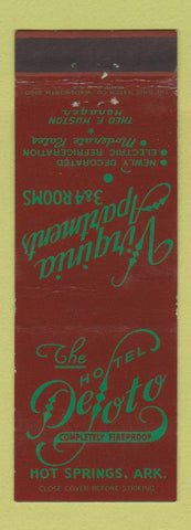 Matchbook Cover - Hotel DeSoto Hot Springs AR