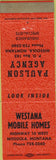 Matchbook Cover - Westana Mobile Homes Missoula MT orange