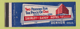 Matchbook Cover - Shirley Savoy Hotel Denver Colorado Full Length