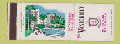 Matchbook Cover - Vanderbilt Hotel Miami Beach FL
