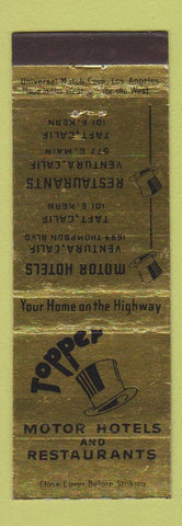 Matchbook Cover - Topper Motor Hotels Ventura Taft CA