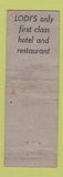 Matchbook Cover - Hotel Lodi CA WORN