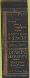 Matchbook Cover - Rowei's Restaurant NO TOWN