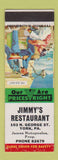 Matchbook Cover - Jimmy's Restaurant York PA