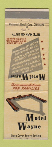 Matchbook Cover - Motel Wayne Fort Wayne IN