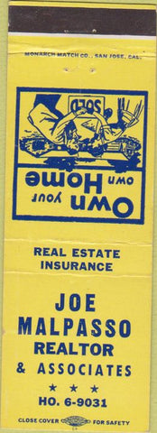 Matchbook Cover - Joe Malpasso Realtor CA