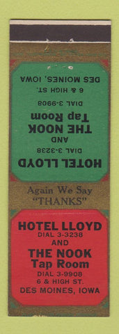Matchbook Cover - Hotel Lloyd Des Moines IA
