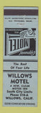Matchbook Cover - Willows Motel Willows CA