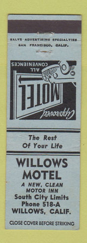 Matchbook Cover - Willows Motel Willows CA
