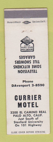 Matchbook Cover - Currier Motel Palo Alto CA