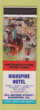 Matchbook Cover - Highspire Hotel PA
