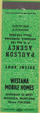 Matchbook Cover - Westana Mobile Homes Missoula MT green