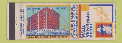 Matchbook Cover - Walt Whitman Hotel Camden NJ WEAR