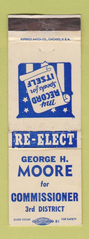 Matchbook Cover - George Moore Commissioner Election Colorado? WEAR