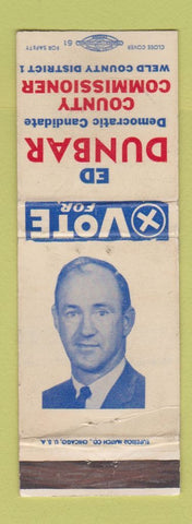 Matchbook Cover - Ed Dunbar County Commissioner Election Weld Colorado WEAR