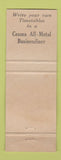 Matchbook Cover - Cessna Airplanes Clinton Aviation Denver Colorado Stapleton