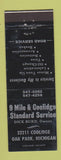 Matchbook Cover - 9 Mile Coolidge Standard oil gas Oak Park MI BLACK WEAR