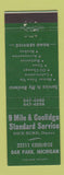 Matchbook Cover - 9 Mile Coolidge Standard oil gas Oak Park MI GREEN