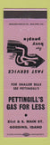 Matchbook Cover - Pettingill's oil gas Gooding ID