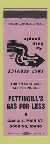 Matchbook Cover - Pettingill's oil gas Gooding ID