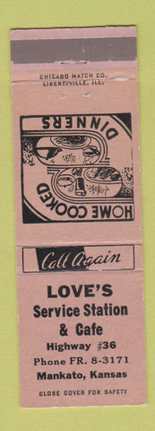 Matchbook Cover - Love's Service oil gas Cafe Mankato KS