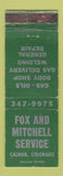 Matchbook Cover - Fox and Mitchell oil gas Calhan Colorado WEAR