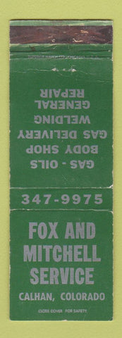 Matchbook Cover - Fox and Mitchell oil gas Calhan Colorado WEAR