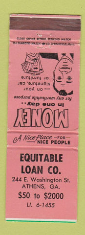 Matchbook Cover - Equitable Loan Company Athens GA WORN